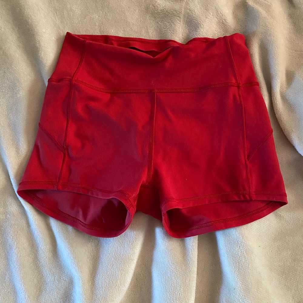 Red Lululemon shorts